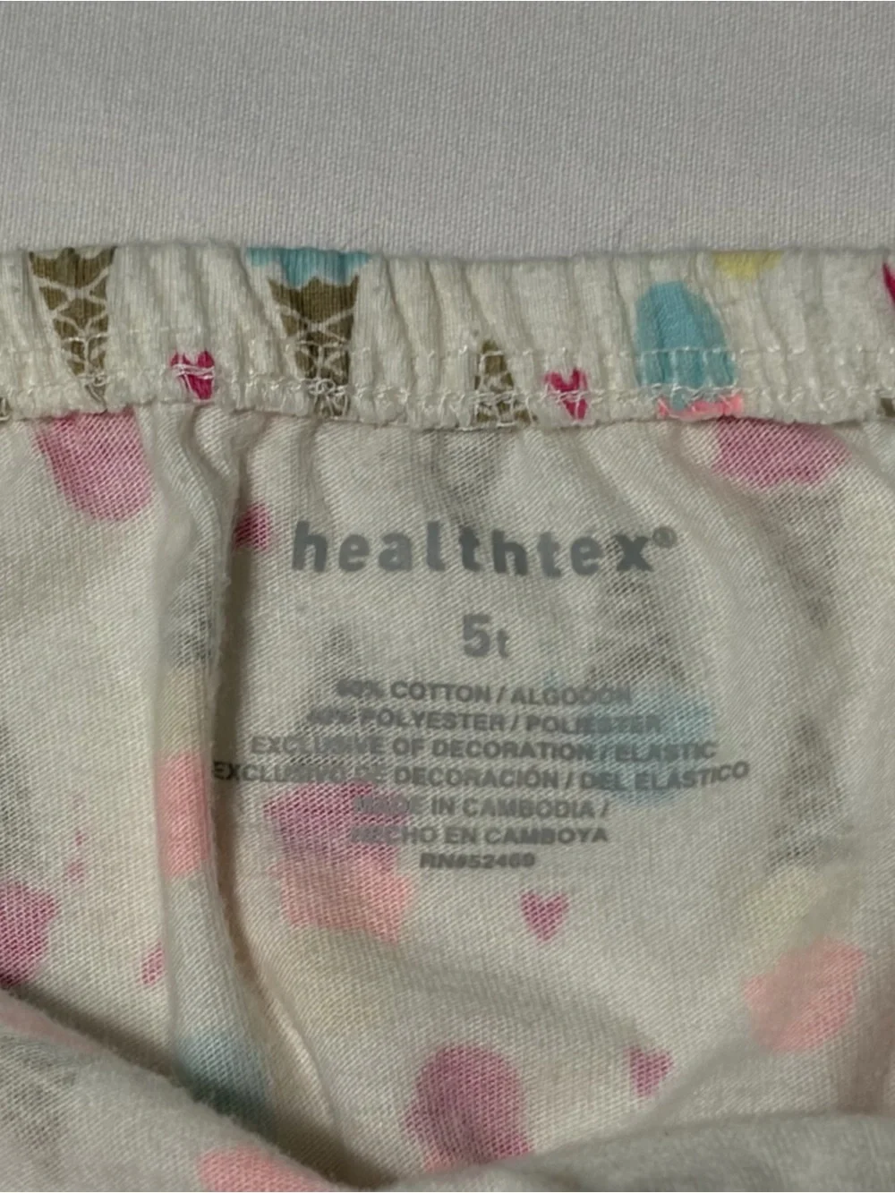 Healthtex Girls 5T Ice Cream Cone Print Smocked Romper Tie Strap Shorts Playsuit